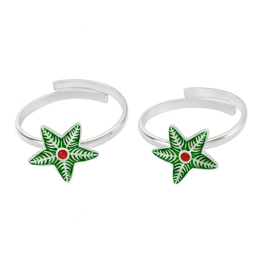 Green Leaf Star Design Toe Ring