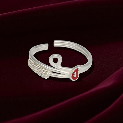 Adjustable Ring with Red Enamel