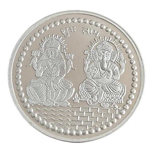 10gm Om Shree Laxmi Ganesha 999 Pure German Silver Coin