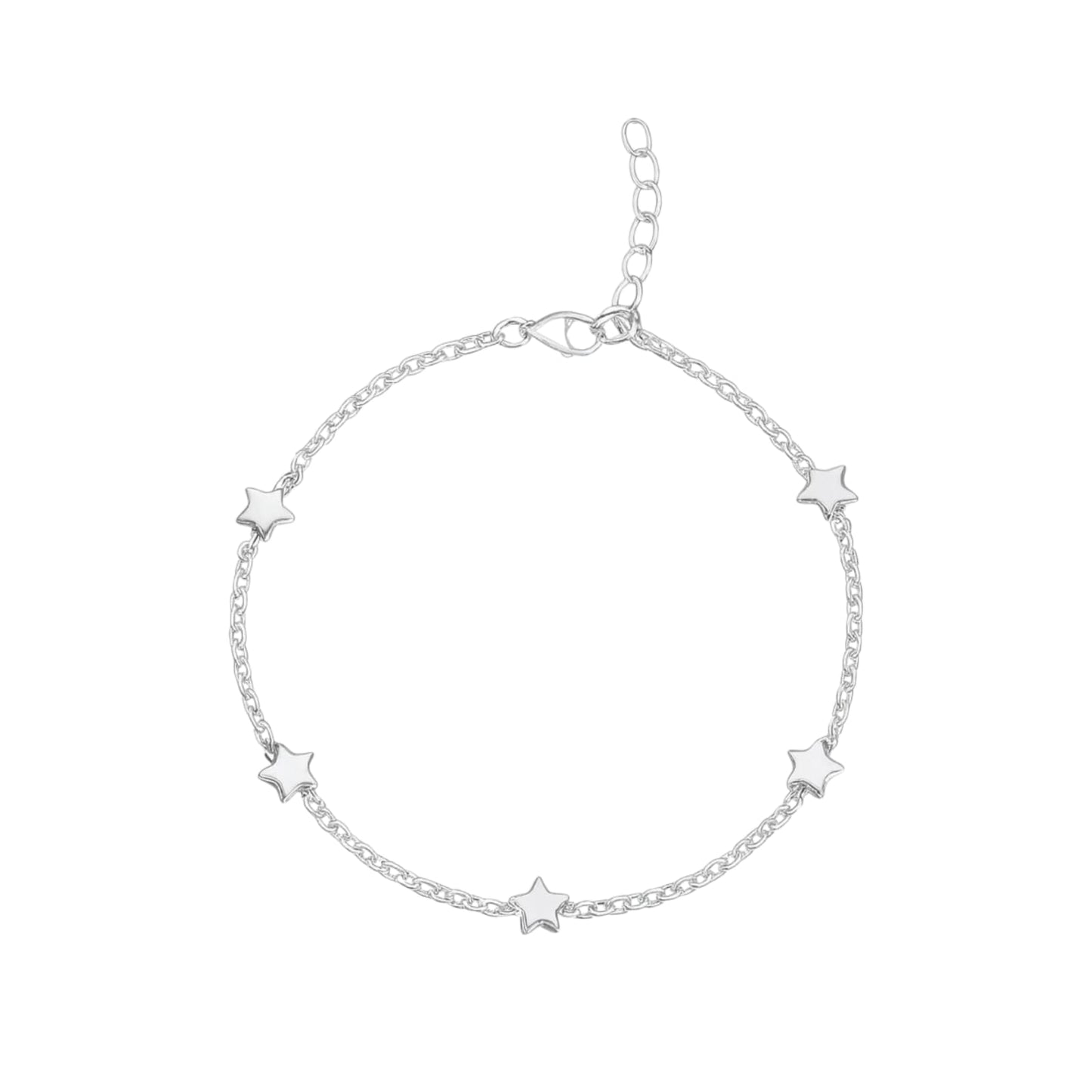 Silver Anklet with Star Charms (Pair)