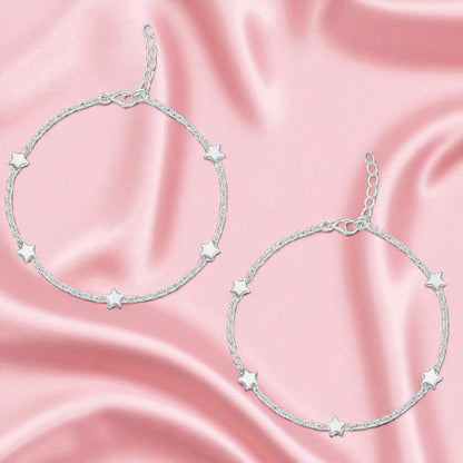 Silver Anklet with Star Charms (Pair)
