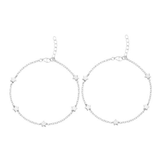Silver Anklet with Star Charms (Pair)