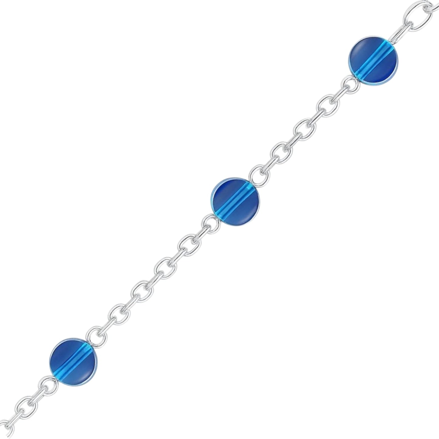 Silver Anklet with Midnight Blue Crystal Charms for Baby Girls (Pair)