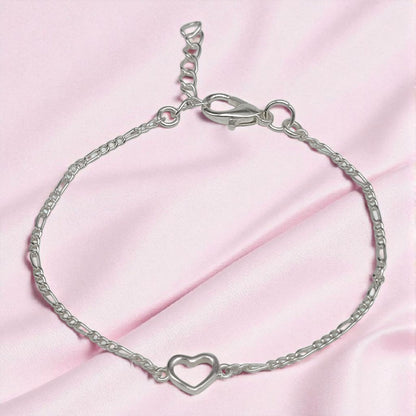 Silver Anklet with Heart Charm (Single) 0-5years