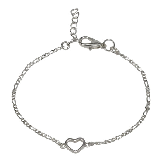 Silver Bracelet with Heart Charm