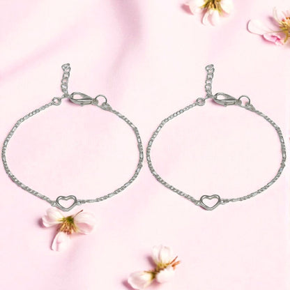 Silver Anklet with Heart Charm 0-5 years (Pair)