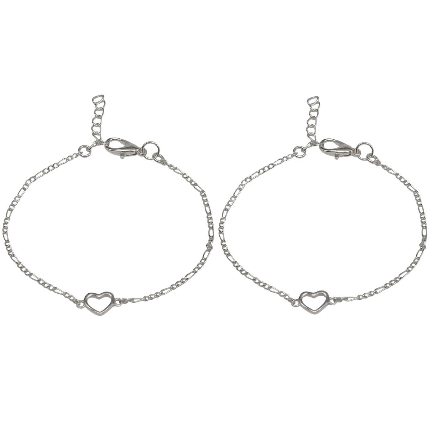 Silver Anklet with Heart Charm 0-5 years (Pair)