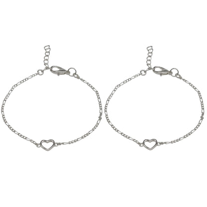 Silver Anklet with Heart Charm 0-5 years (Pair)