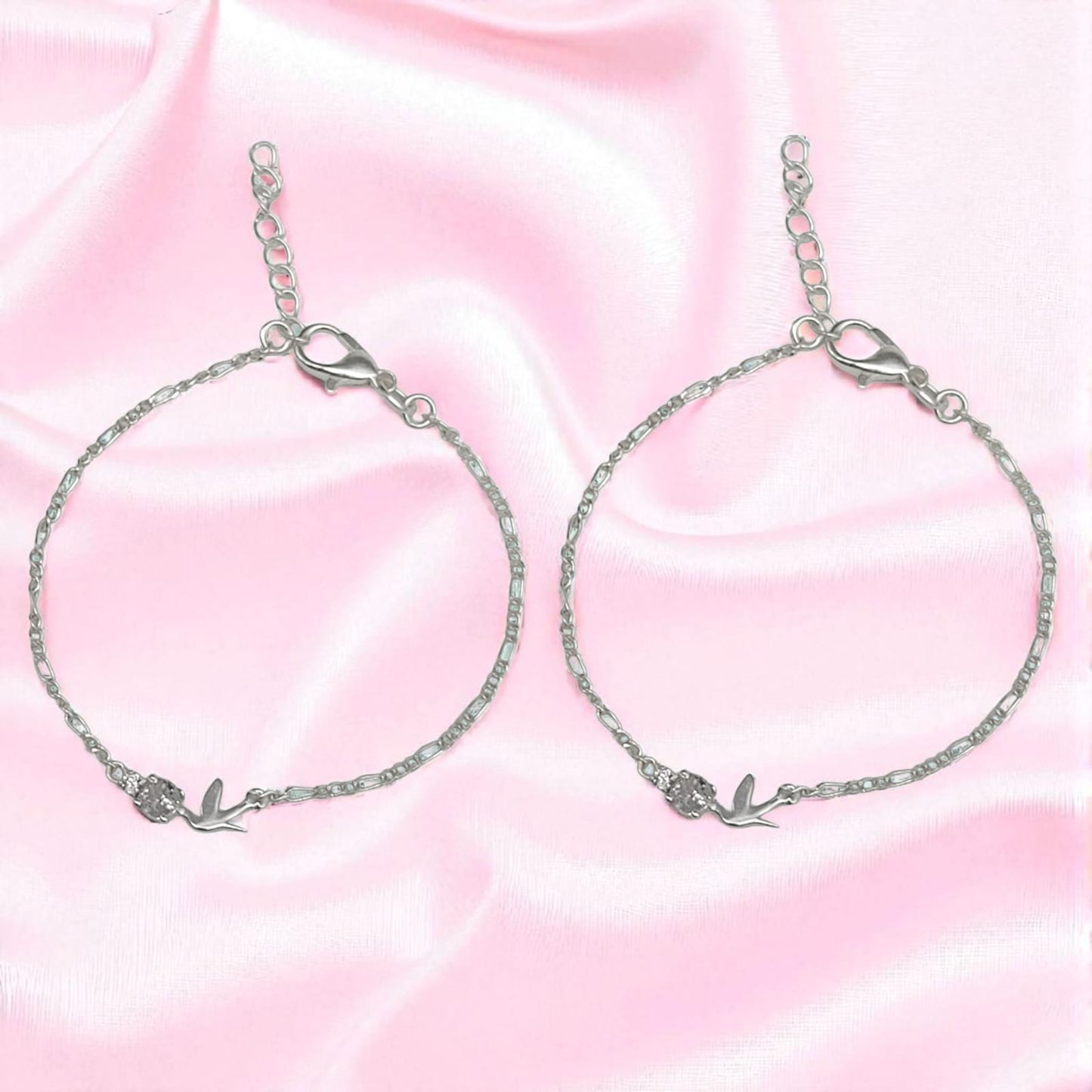 Silver Anklet with Bird charm 0-5 years (Pair)