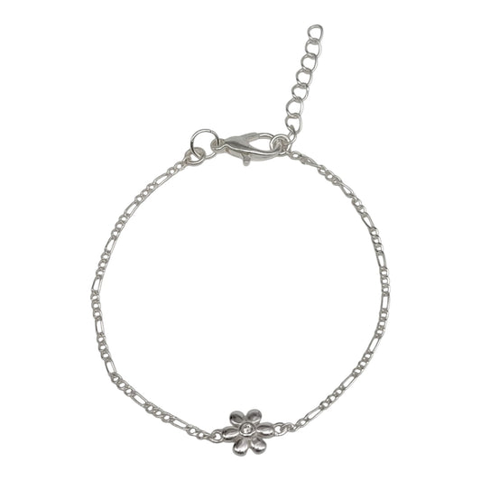 Silver Bracelet with Flower Charm