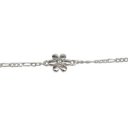 Silver Anklet with Flower charm 0-5 years (Pair)