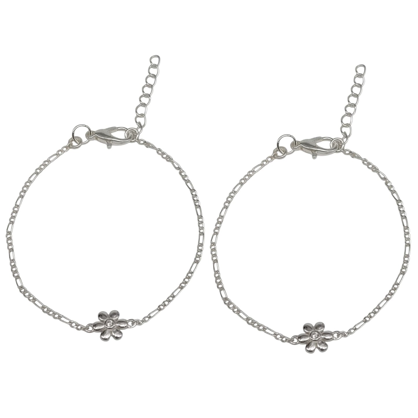 Silver Anklet with Flower charm 0-5 years (Pair)