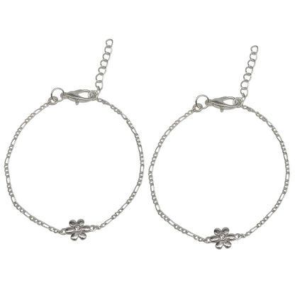 Silver Anklet with Flower charm 0-5 years (Pair)