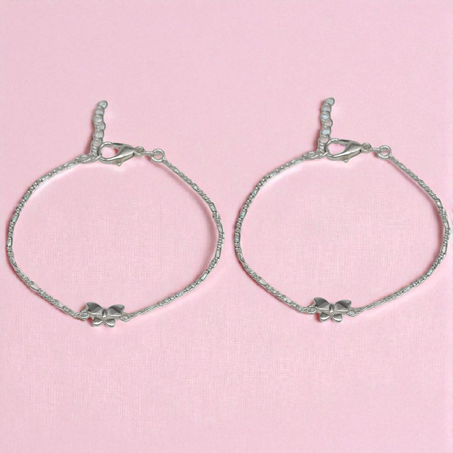Silver Anklet with Butterfly Charm 0-5 Years (Pair)