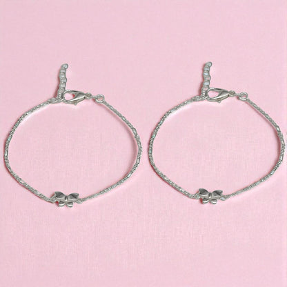 Silver Anklet with Butterfly Charm 0-5 Years (Pair)