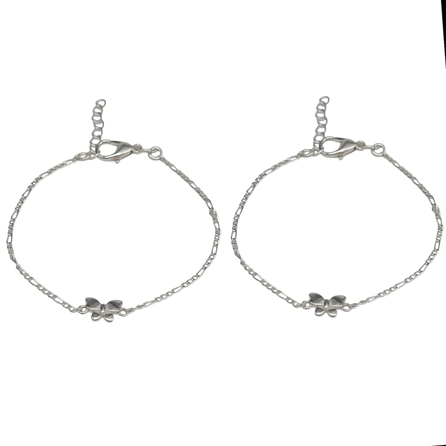 Silver Anklet with Butterfly Charm 0-5 Years (Pair)
