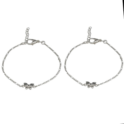 Silver Anklet with Butterfly Charm 0-5 Years (Pair)