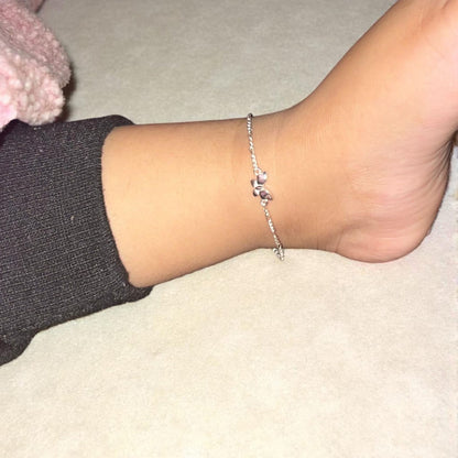 Silver Anklet with Butterfly Charm 0-5 Years (Pair)