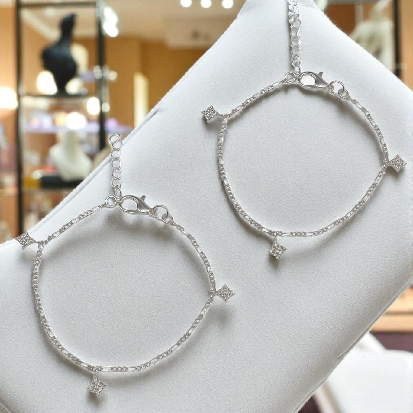 Silver Anklet with Star Charm 0-5 years (Pair)