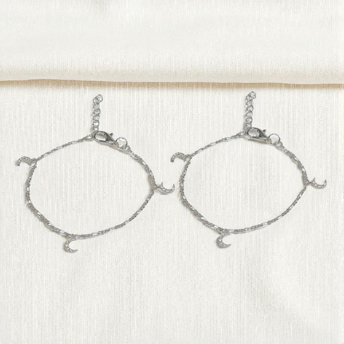 Silver Anklet with Moon Charm 0-5 years (Pair)