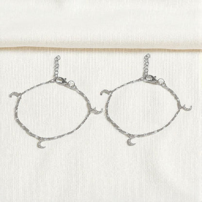Silver Anklet with Moon Charm 0-5 years (Pair)