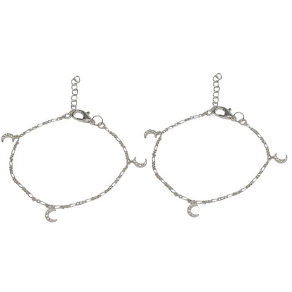 Silver Anklet with Moon Charm 0-5 years (Pair)
