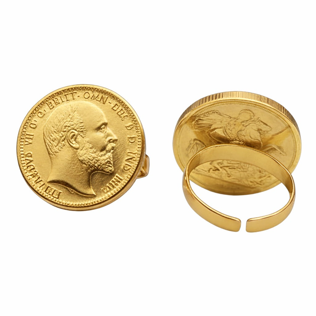 24K Gold Plated Vintage Coin Ring