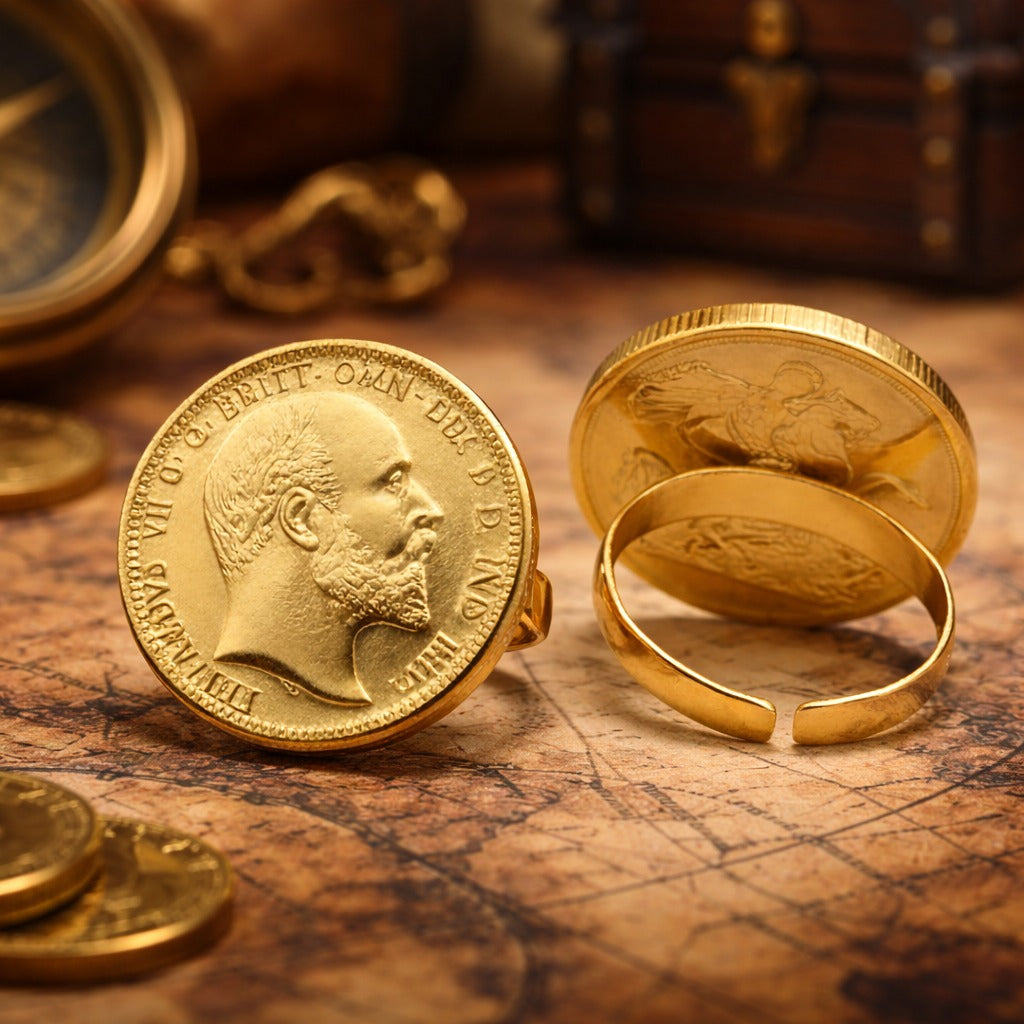 24K Gold Plated Vintage Coin Ring