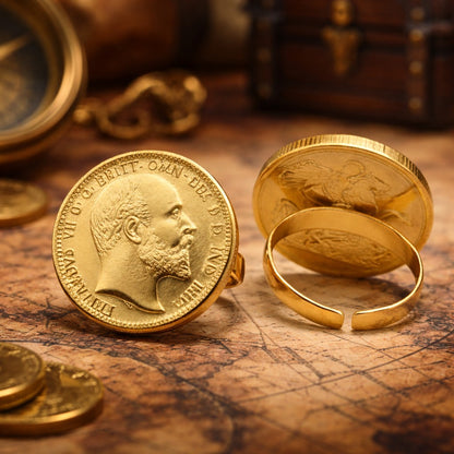 24K Gold Plated Vintage Coin Ring