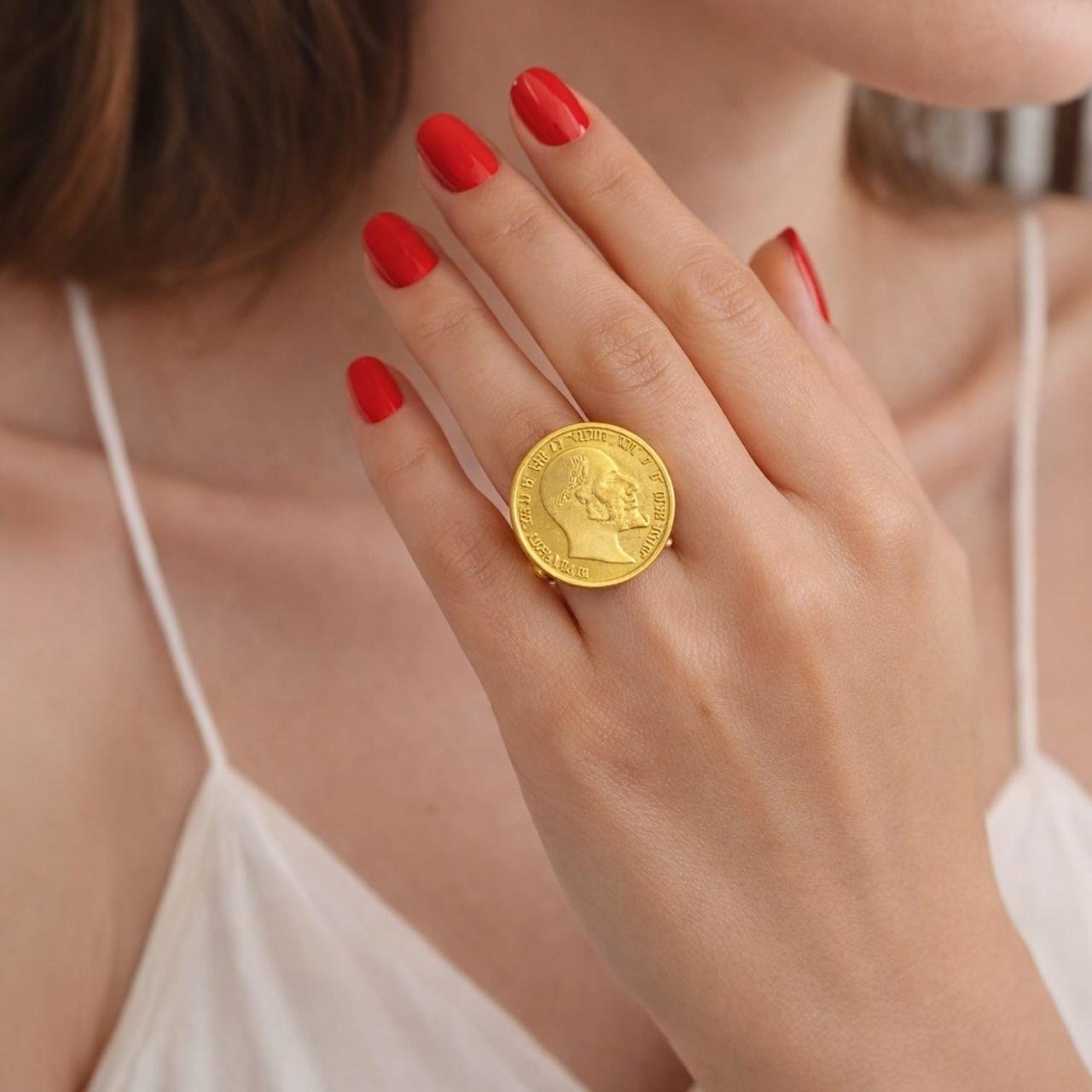 24K Gold Plated Vintage Coin Ring