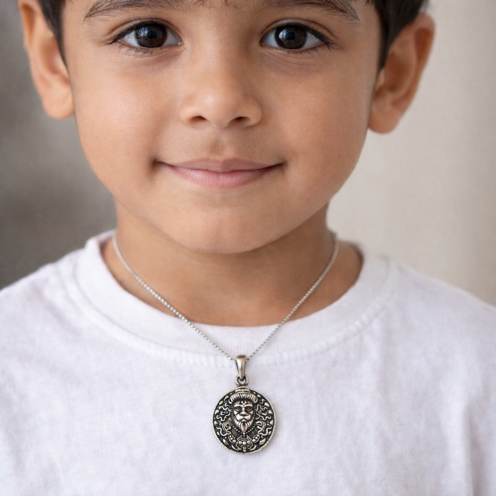 Oxidised German Silver Hanuman Ji Face Pendant