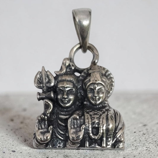 Oxidised German Silver Shiv Parvati Pendant