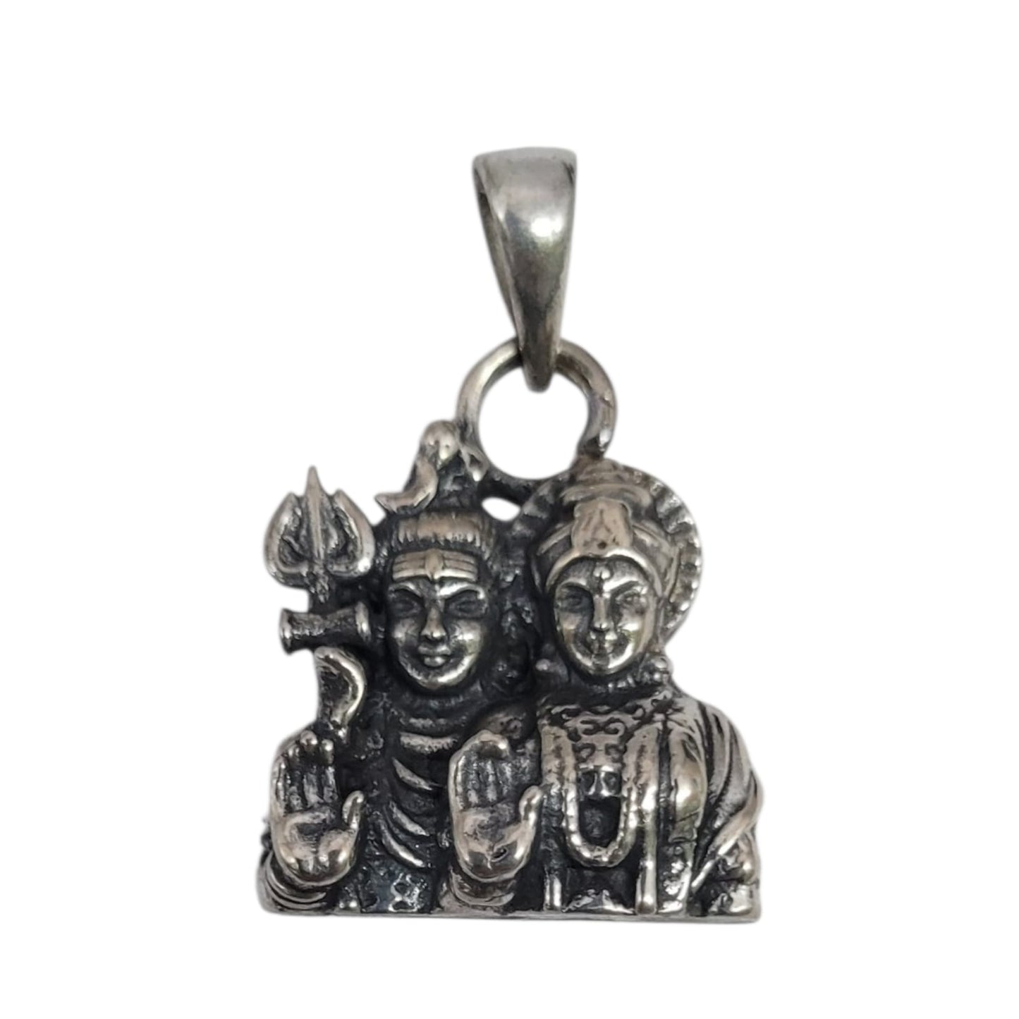 Oxidised German Silver Shiv Parvati Pendant