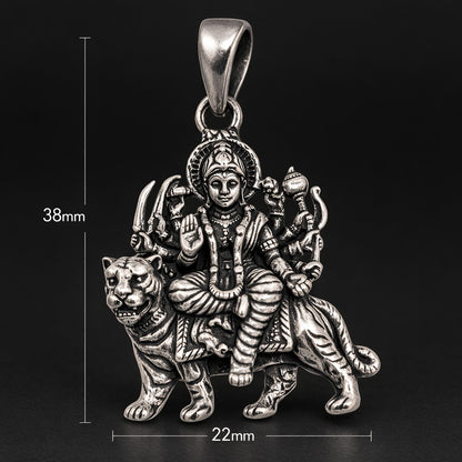 Oxidised German Silver Sherawali Maa Pendant