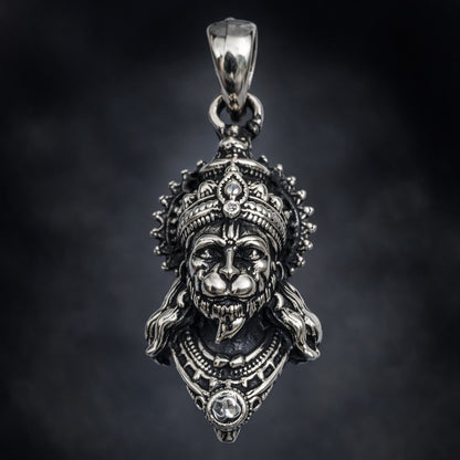 Oxidised German Silver Hanuman Ji Face Pendant