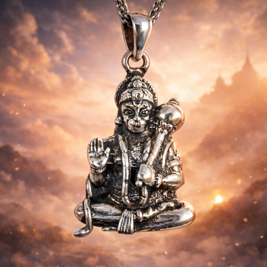 Oxidised German Silver Hanuman Ji Idol Pendant
