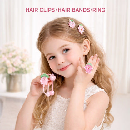 Kids Hair Accessories Set for Girls with Pink Princess Handbag