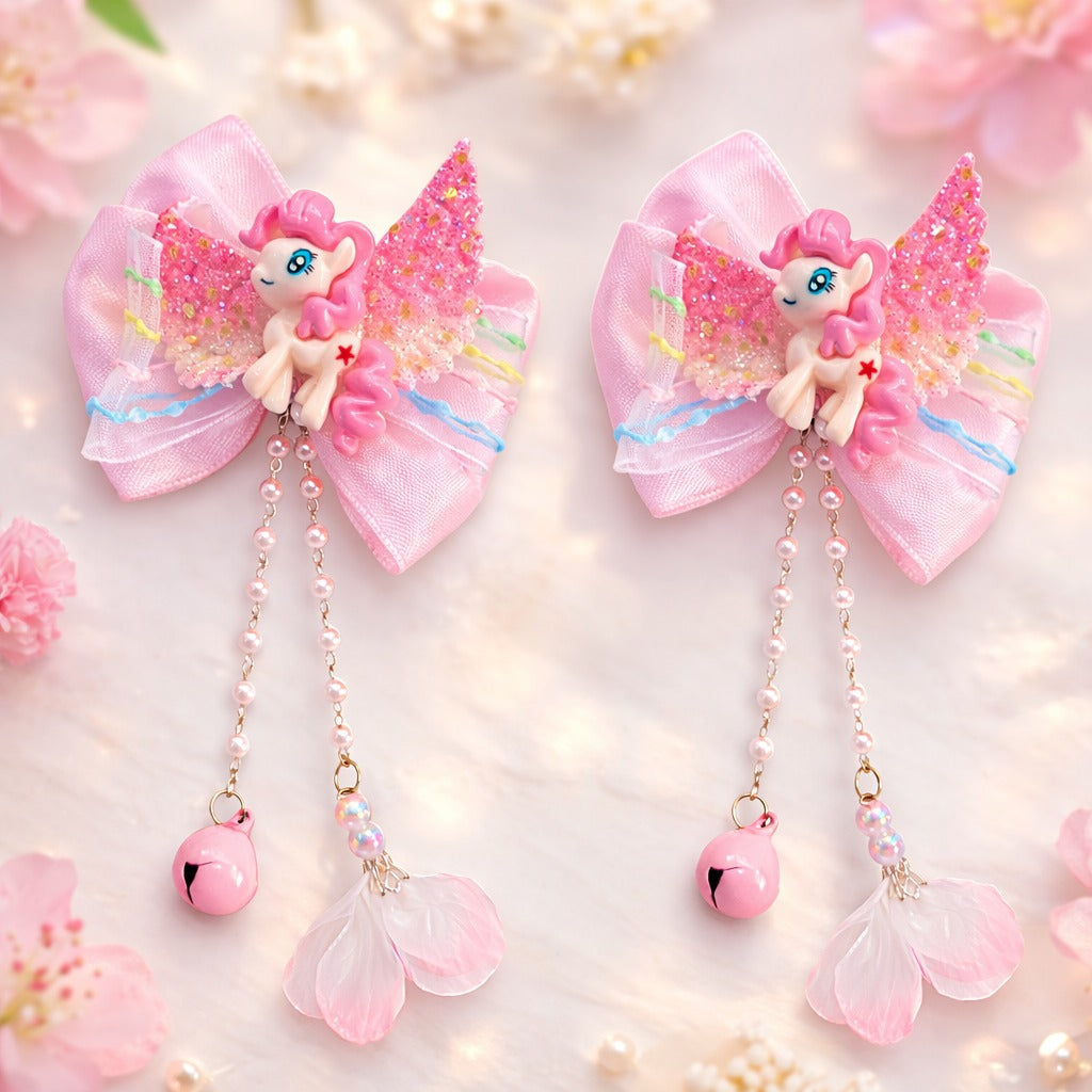 Cute Unicorn Bow Hair Clips Pair for Girls