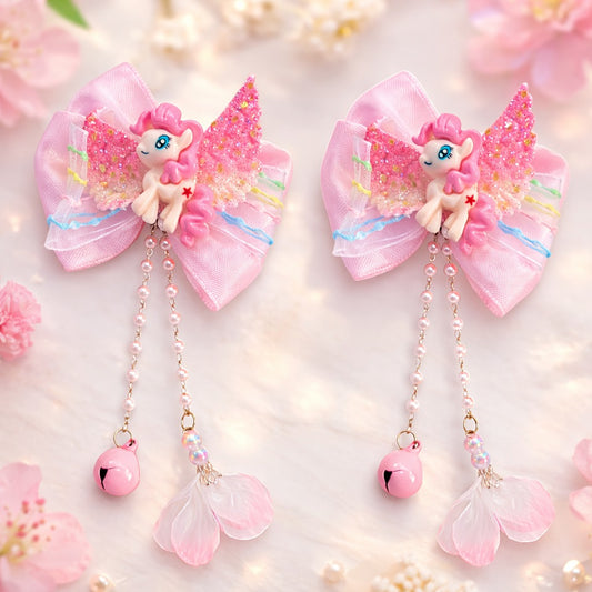 Cute Unicorn Bow Hair Clips Pair for Girls