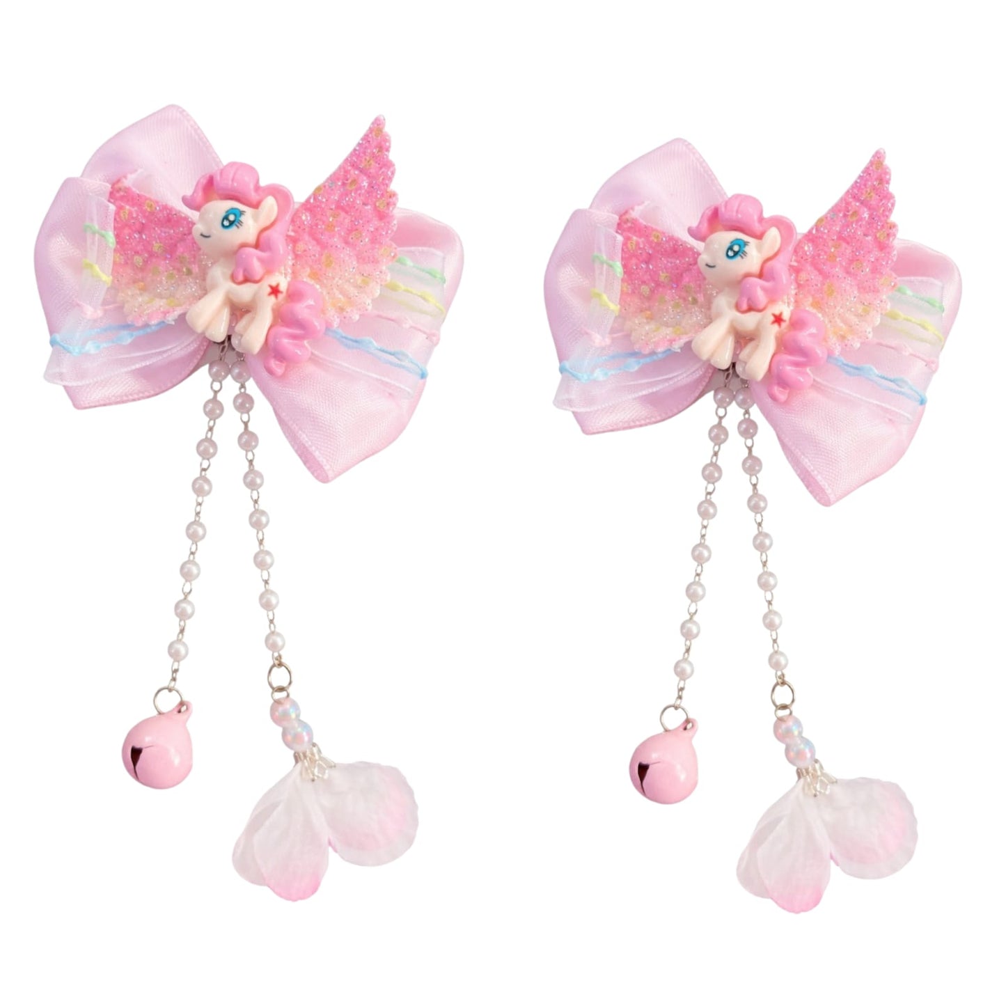 Cute Unicorn Bow Hair Clips Pair for Girls