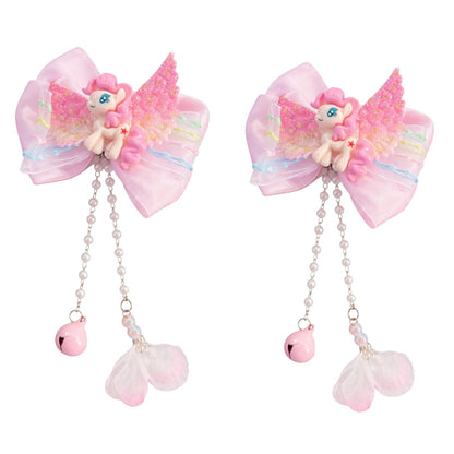 Cute Unicorn Bow Hair Clips Pair for Girls