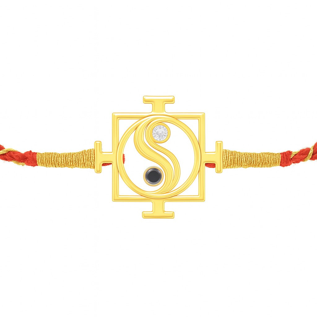 Lakshmi Yantra Ying Yang Silver Rakhi for Brother Convertible Pendant