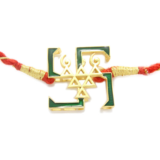 Swastik and Saraswati Yantra Rakhi cum Pendant