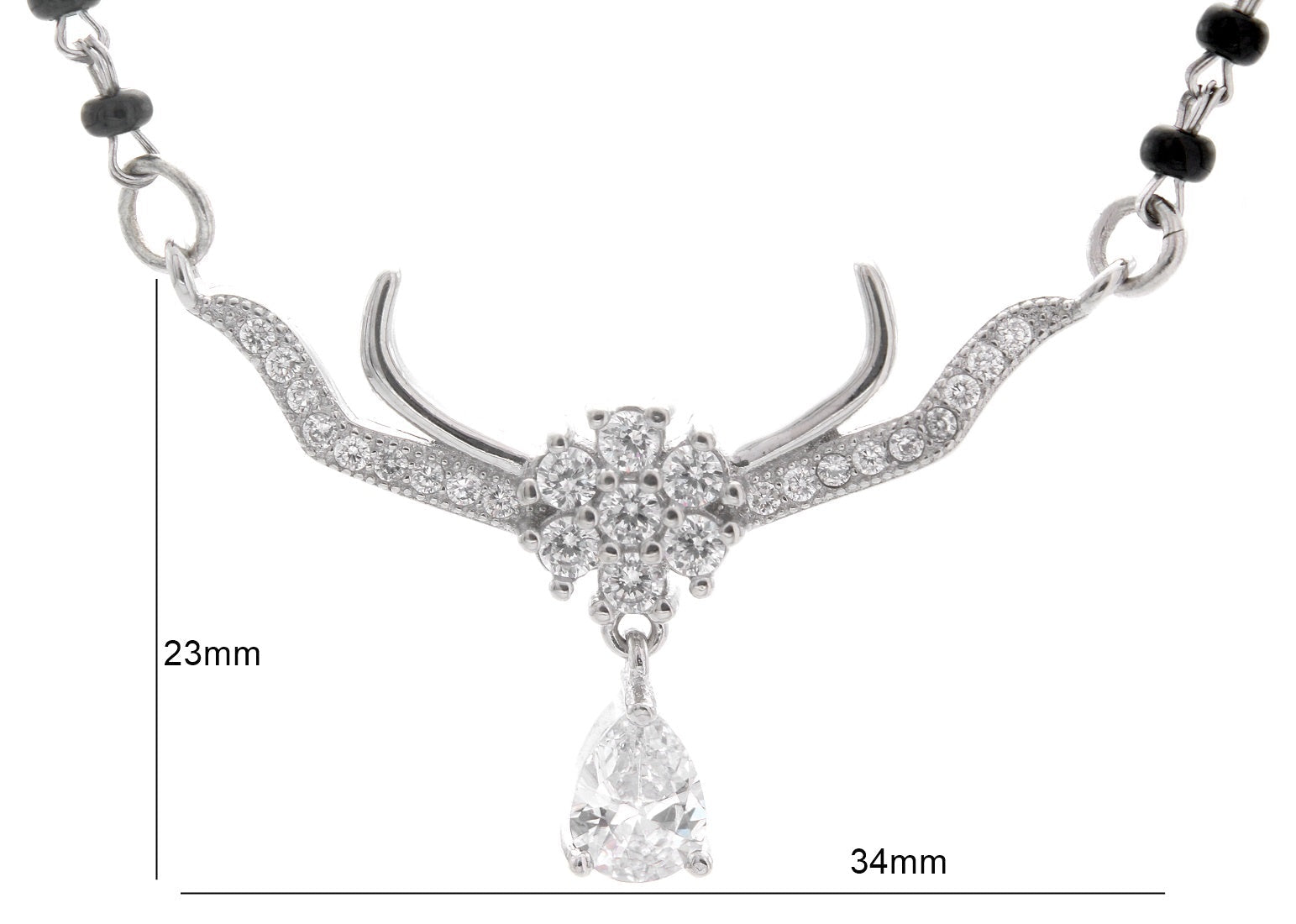 925 Sterling Silver Single Drop Stone Mangalsutra For Women