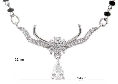 925 Sterling Silver Single Drop Stone Mangalsutra For Women