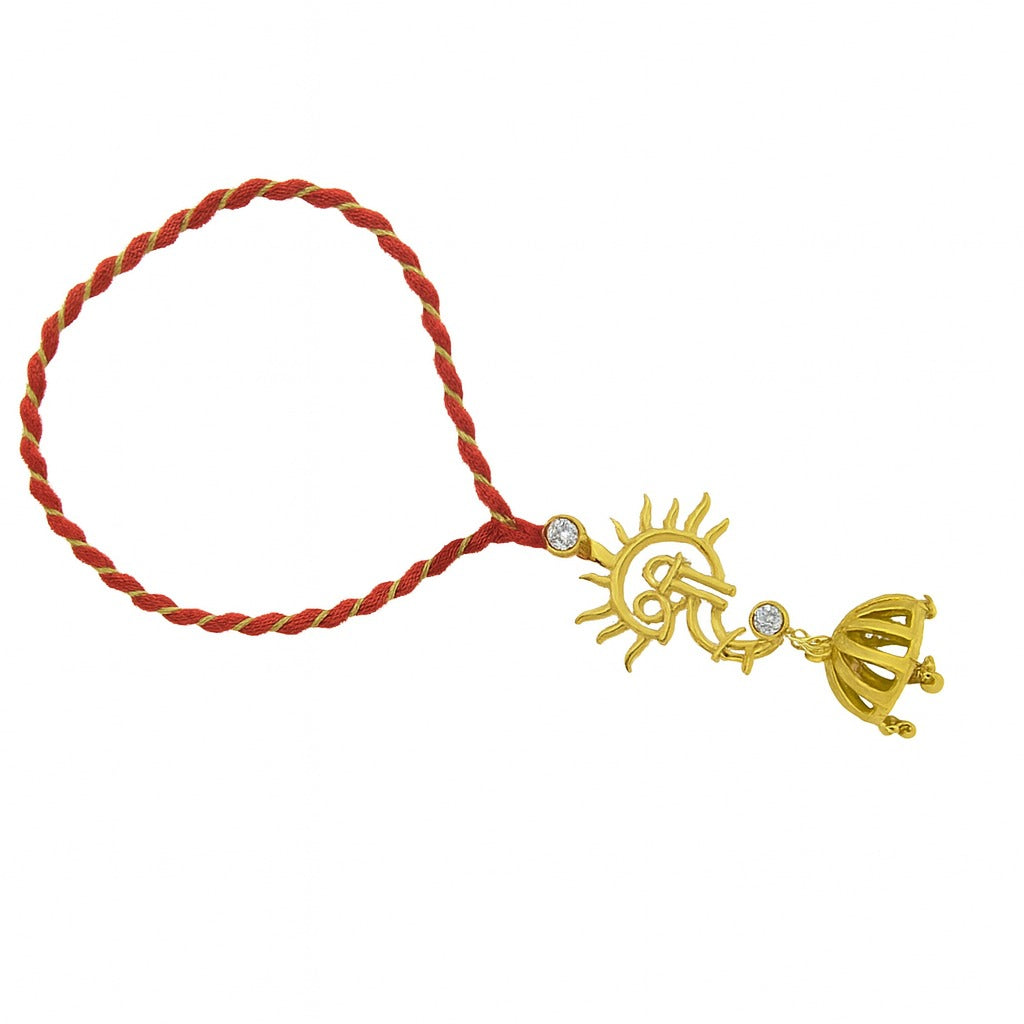 Shree Sun Ganesh Lumba Silver Rakhi for Bhabhi Convertible Pendant