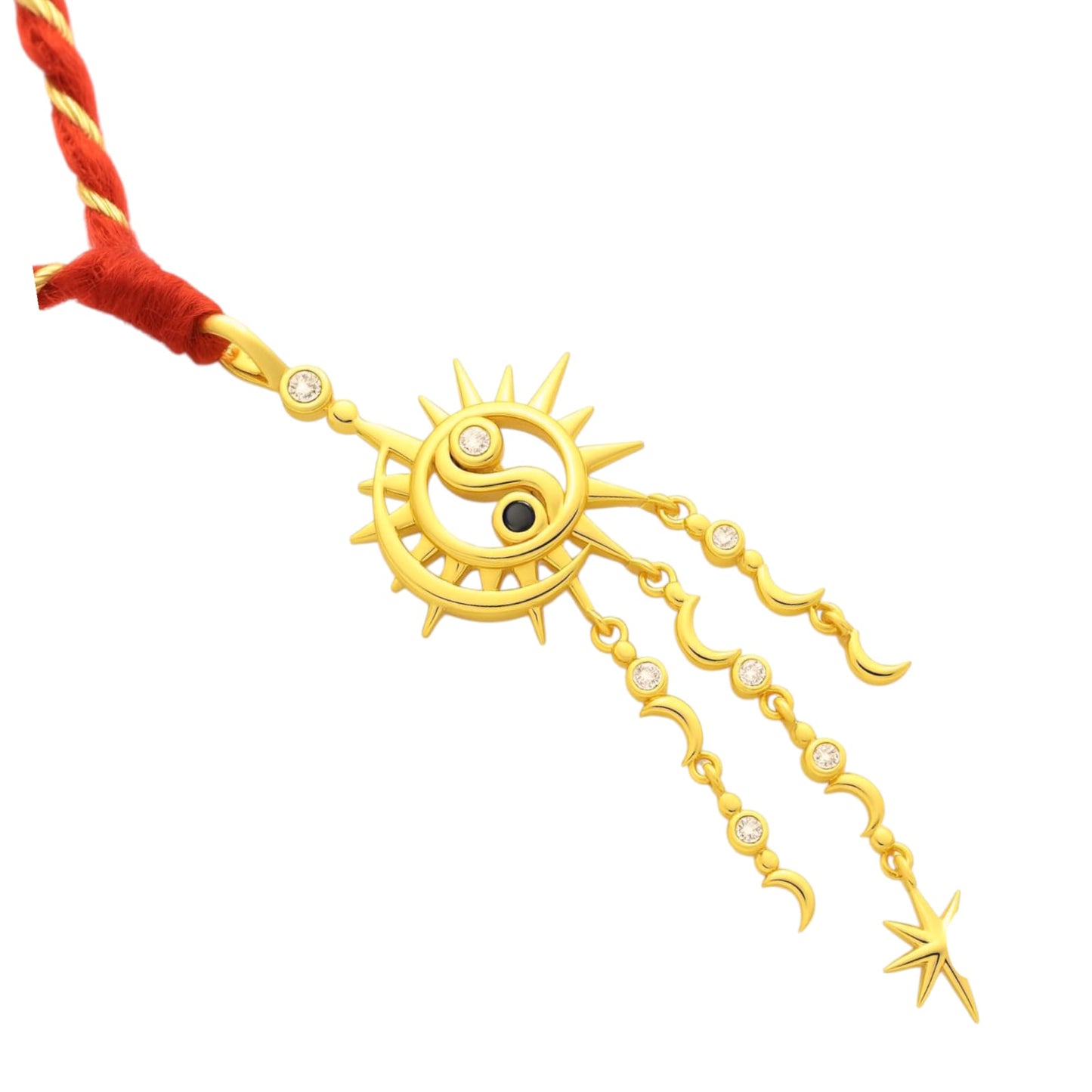 Sun-Moon Ying Yang Lumba Silver Rakhi for Bhabhi Convertible Pendant