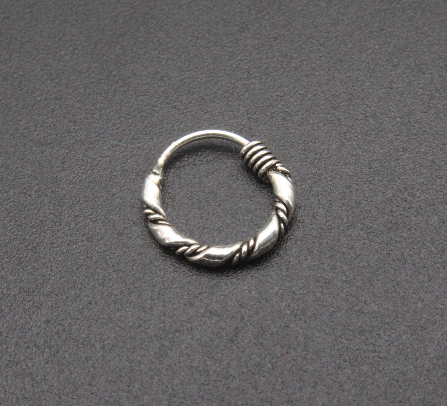Twisted Nose Ring Oxidised Rope Design