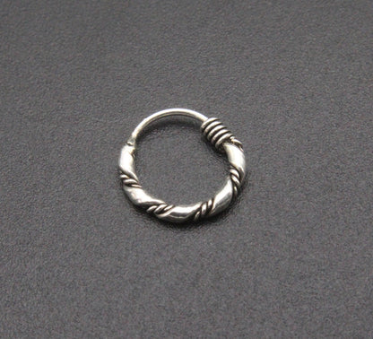 Twisted Nose Ring Oxidised Rope Design