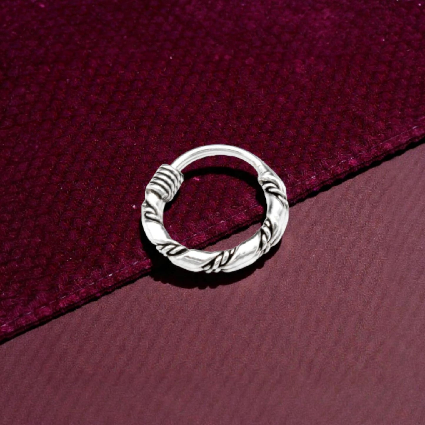 Twisted Nose Ring Oxidised Rope Design